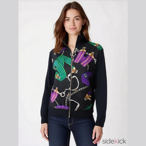 Lauren Ralph Lauren Equestrian Bridle Saddle Sweater Jacket Medium Women Preppy